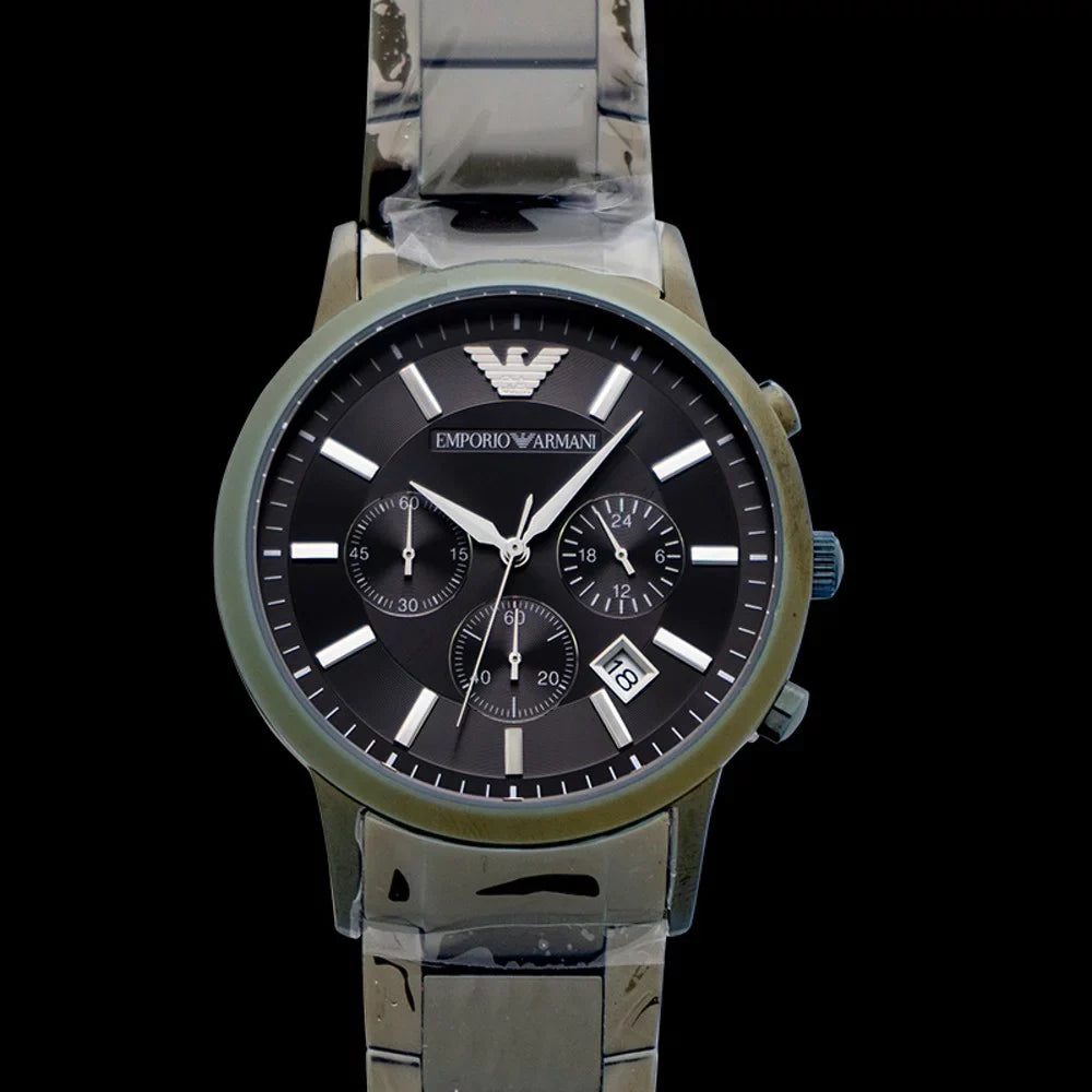 Emporio Armani Renato Chronograph Grey Dial Stainless Steel Bracelet Men's Watch