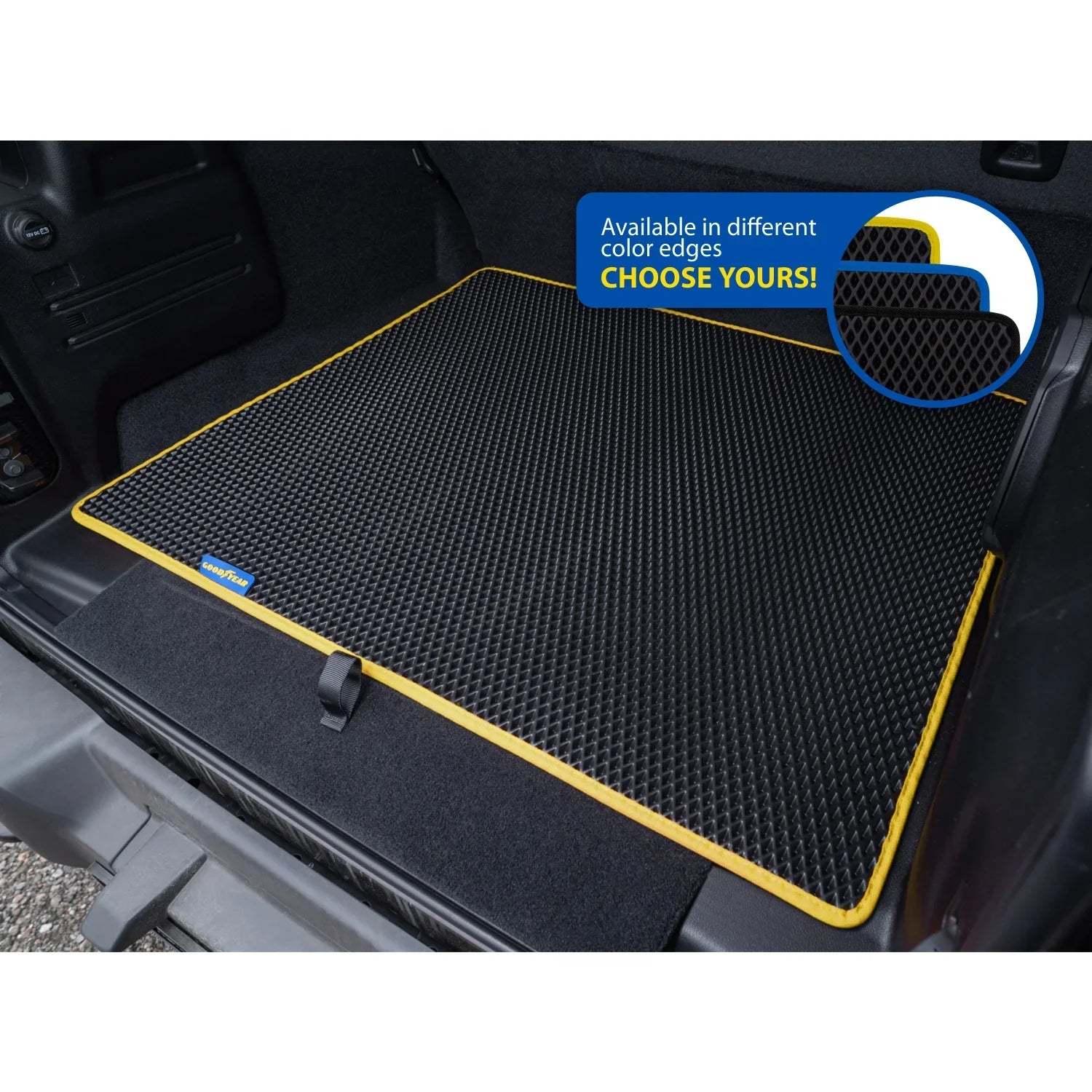Goodyear Custom Fit Cargo Mat Liner for Jeep Wrangler 2019-2024 - Heavy Duty Trunk Liner, Dimond Shape, Luggage with Waterproof, Liquid & Dirt Trapping Technology - Anti-Slip Cargo Liner -