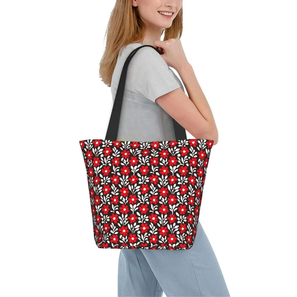 Lukts Red Floral Tote Bag,Shoulder Bag Women' Hobos Handbags Large Capacity Shopping Bag