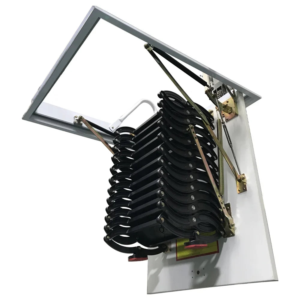 Ceiling Mounted Folding Loft Ladder Attic Stairs 9.8Ft Height 12 Steps Black (Open Size 31.5"x 39.37")