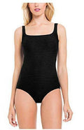 Essentials by Gottex Womens One Piece Textured Swimsuit Built in Bra (10, Black)