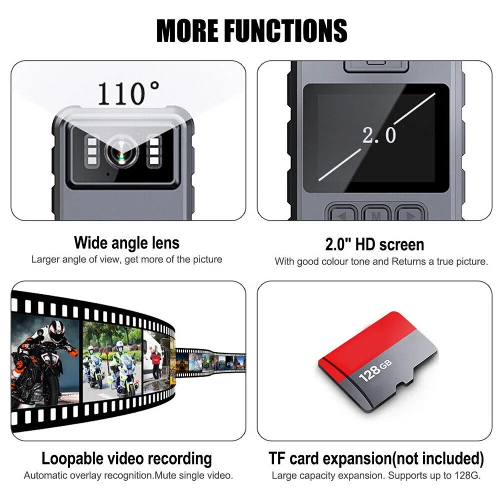 Jahy2Tech Full Colour 2"  Screen Black WiFi Action Helmet Cam 1080P  300W Camcorder  Waterproof Support 128G Memory Loop Record