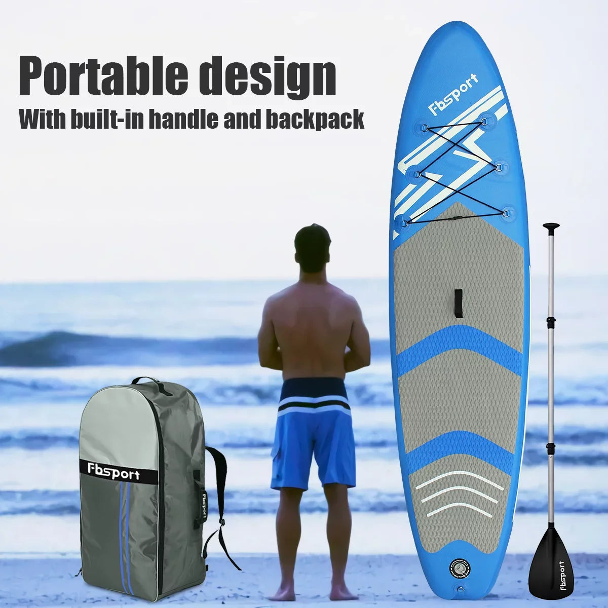 11 Ft  Thickening Inflatable Stand Up Paddle Board w/Complete Accessories & Carry Bag, Surf Control, Non-Slip Deck, Standing Boat Surfboard