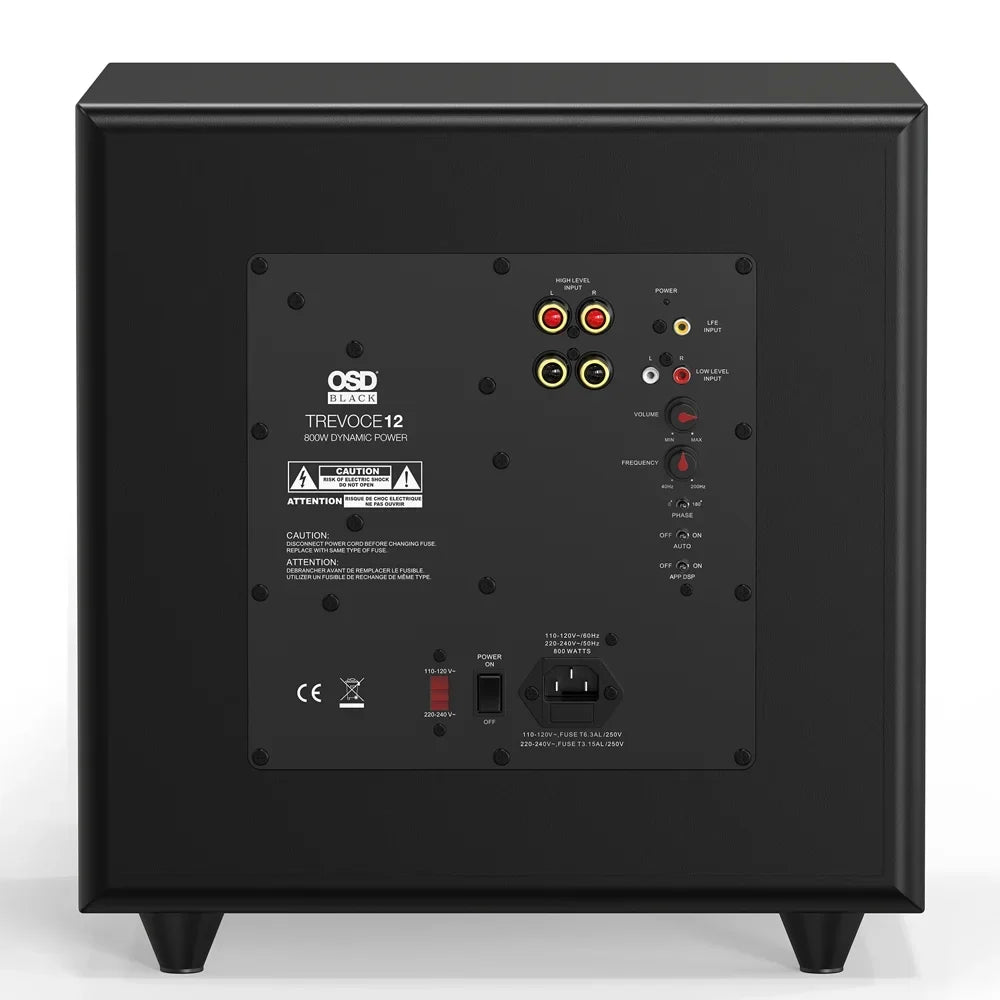 Trevoce 12EQ Triple Driver Active Subwoofer 500W, Native  15Hz Bass Response, Faux Leather Finish