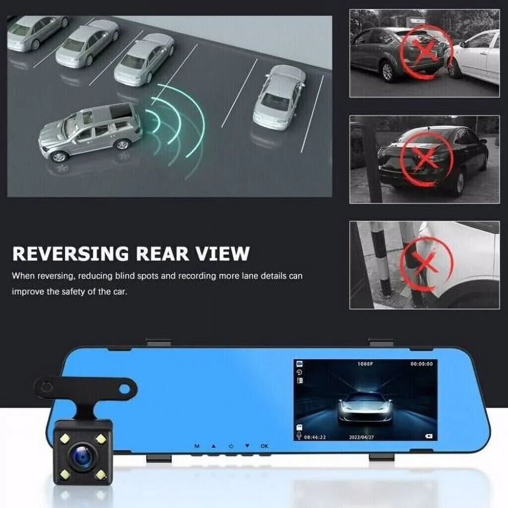 Teledu 1080P Rearview Mirror Car  Dual Dash Cam Camera Front Rear  Video Recorder