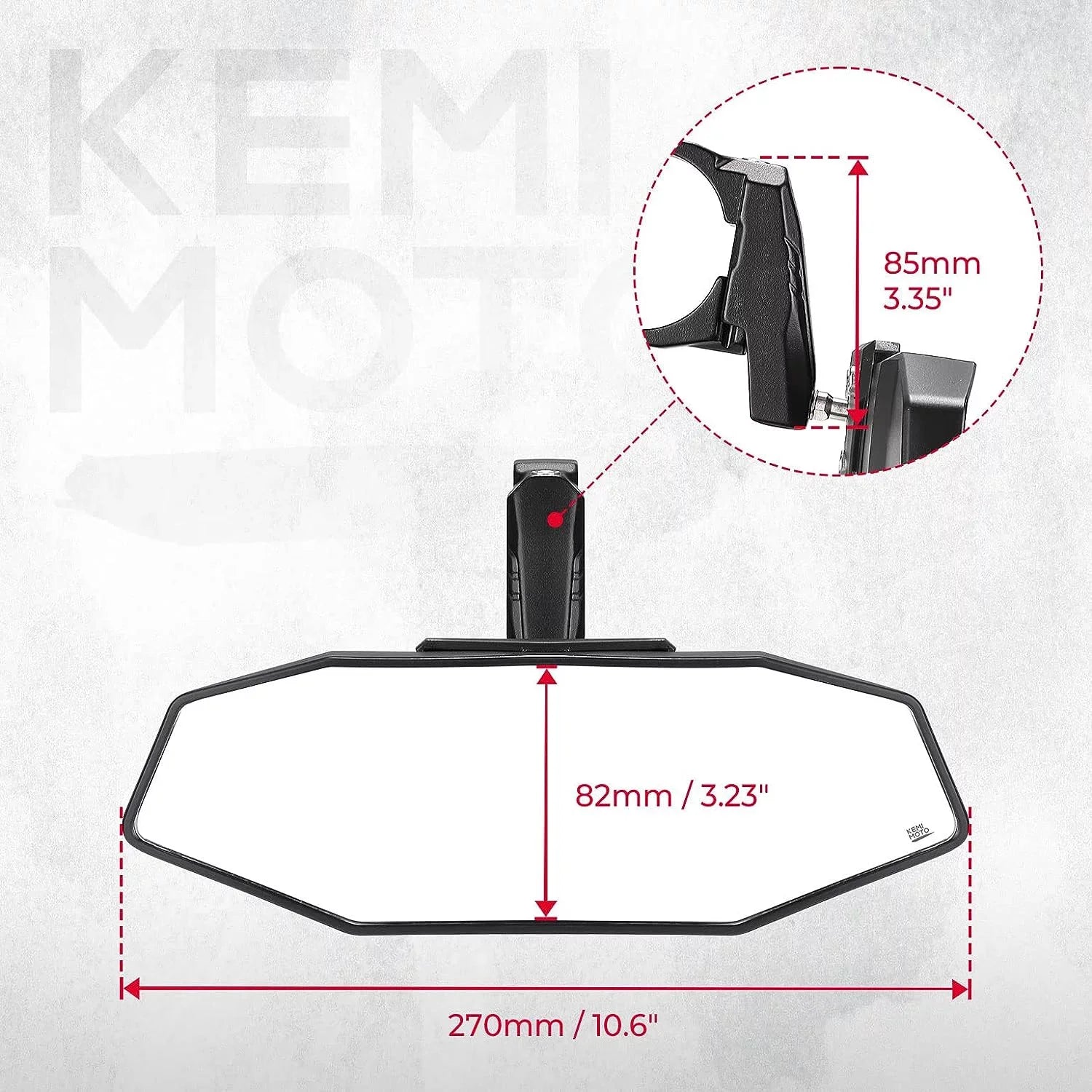 Kemimoto  Center Rear View Mirrors for 1.6"-2" Compatible with Polaris  Can Am  Maverick Yamaha Rhino Kawasaki  1000 Honda Pioneer