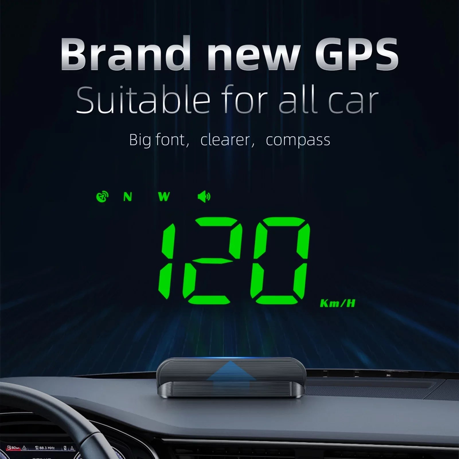 moobody Car  3.5 inch Head-up Display Windshield Projecter Digital Vehicle Speedometer  Model Overspeed Warning Fatigue Driving Alarm