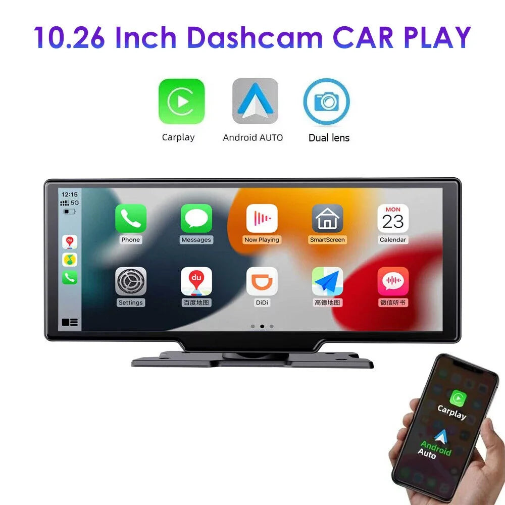 Paddsun   2K Wireless 10.26'' Touch Screen Dual Channel Wifi Car  Dash Camera Android Auto ".
