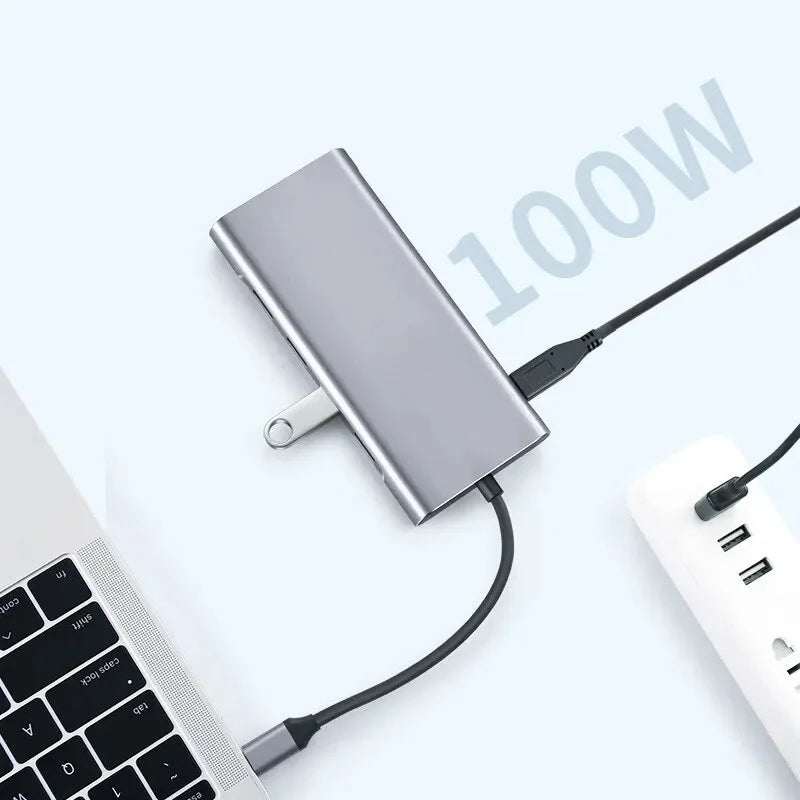 Kidsol   Laptop Docking Station 11-in-1 Multi-Port with 4K , ,Type-  Power, *4, Gigabit ,,MicroSD,Compatible with Lenovo  Dell MacBook Pro,Air 3.5mm Ports