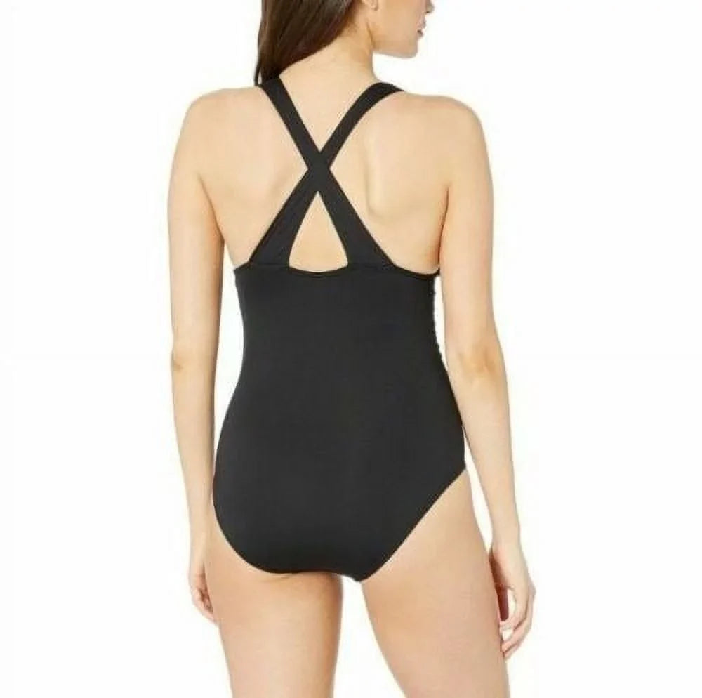 Michael Kors Women's Convertible Ruched One Piece Swimsuit Black Size 14