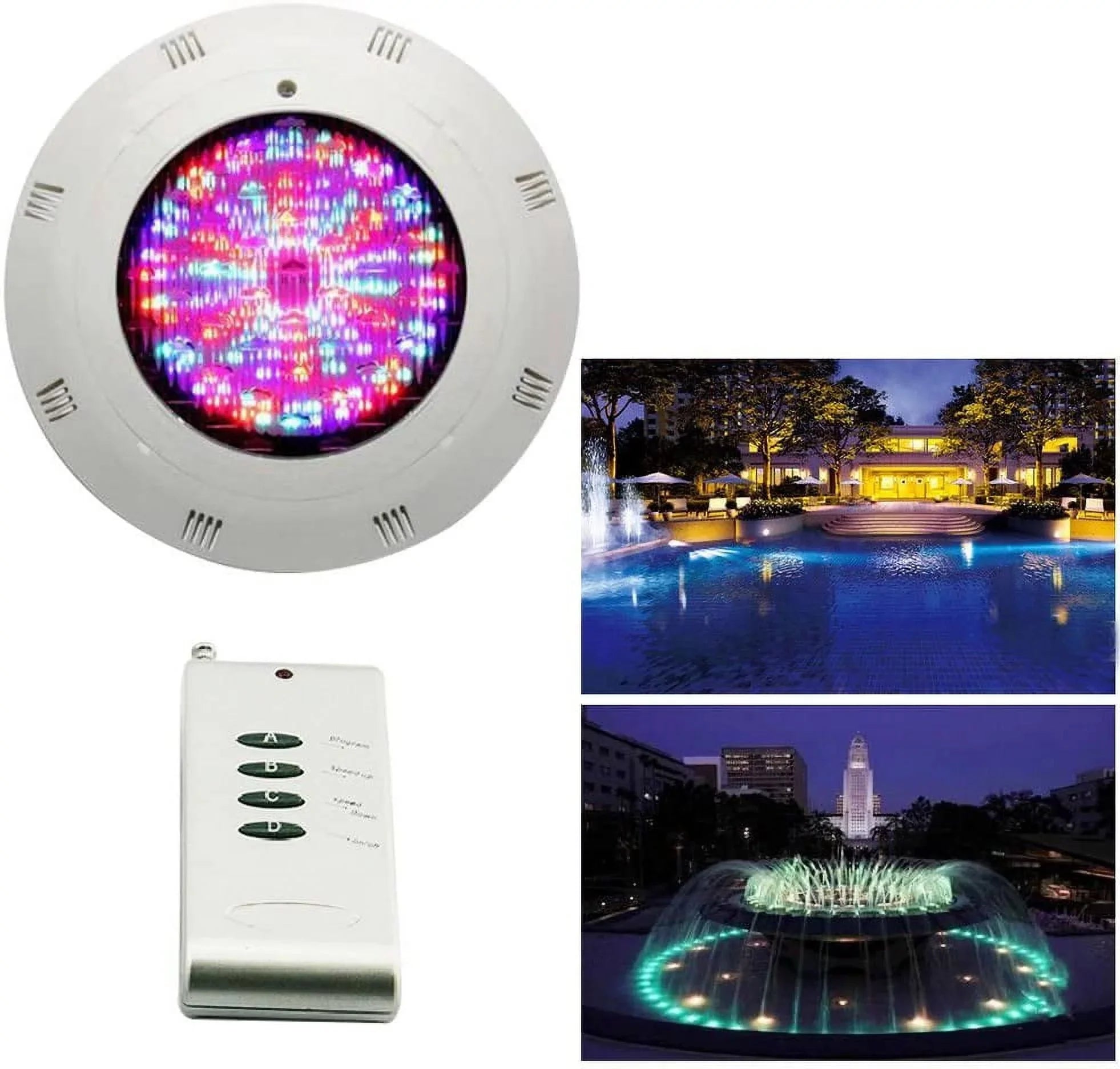 Miumaeov  Swimming Pool Light, 12V  Waterproof  Underwater Light Lamp with Remote Control (18W)