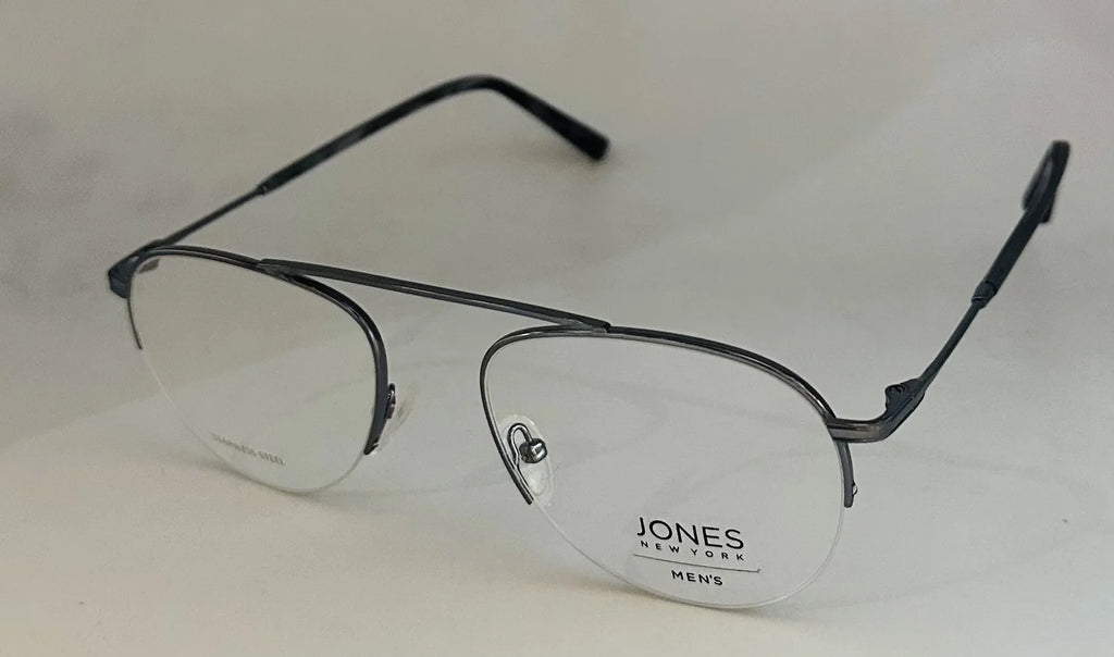 Jones New York Mens Gunmetal Rimless Metal Eyewear Aviator Frame. . 53mm