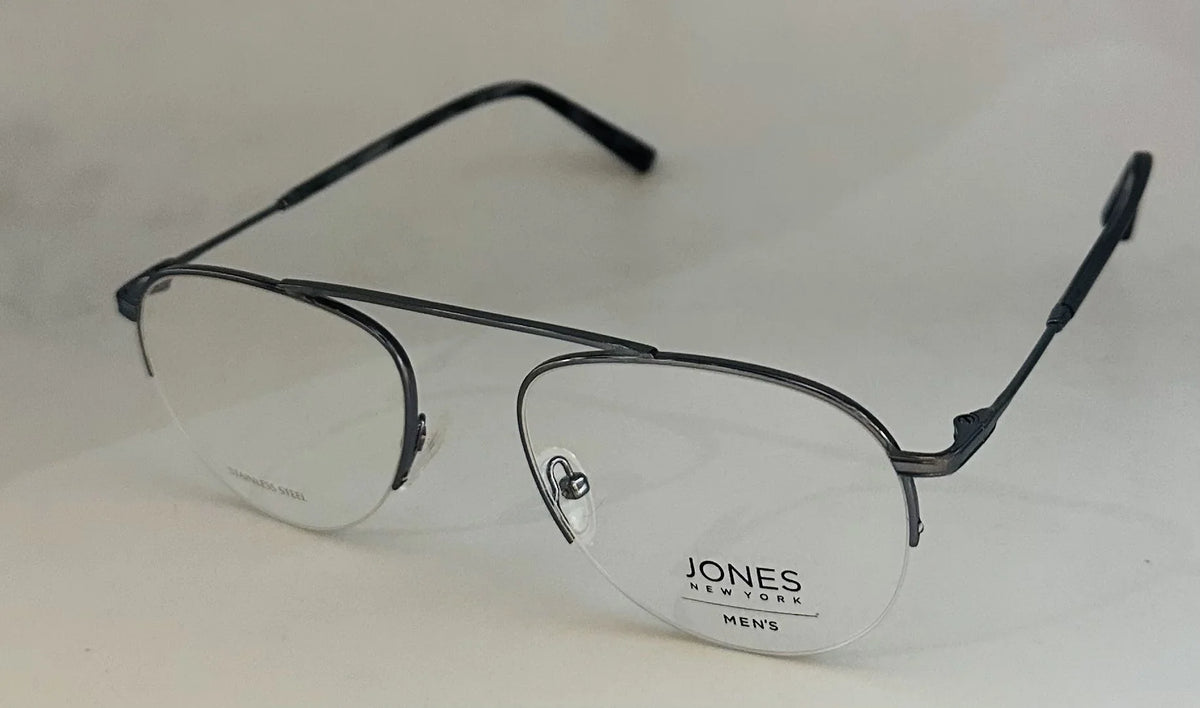 Jones New York Mens Gunmetal Rimless Metal Eyewear Aviator Frame. . 53mm