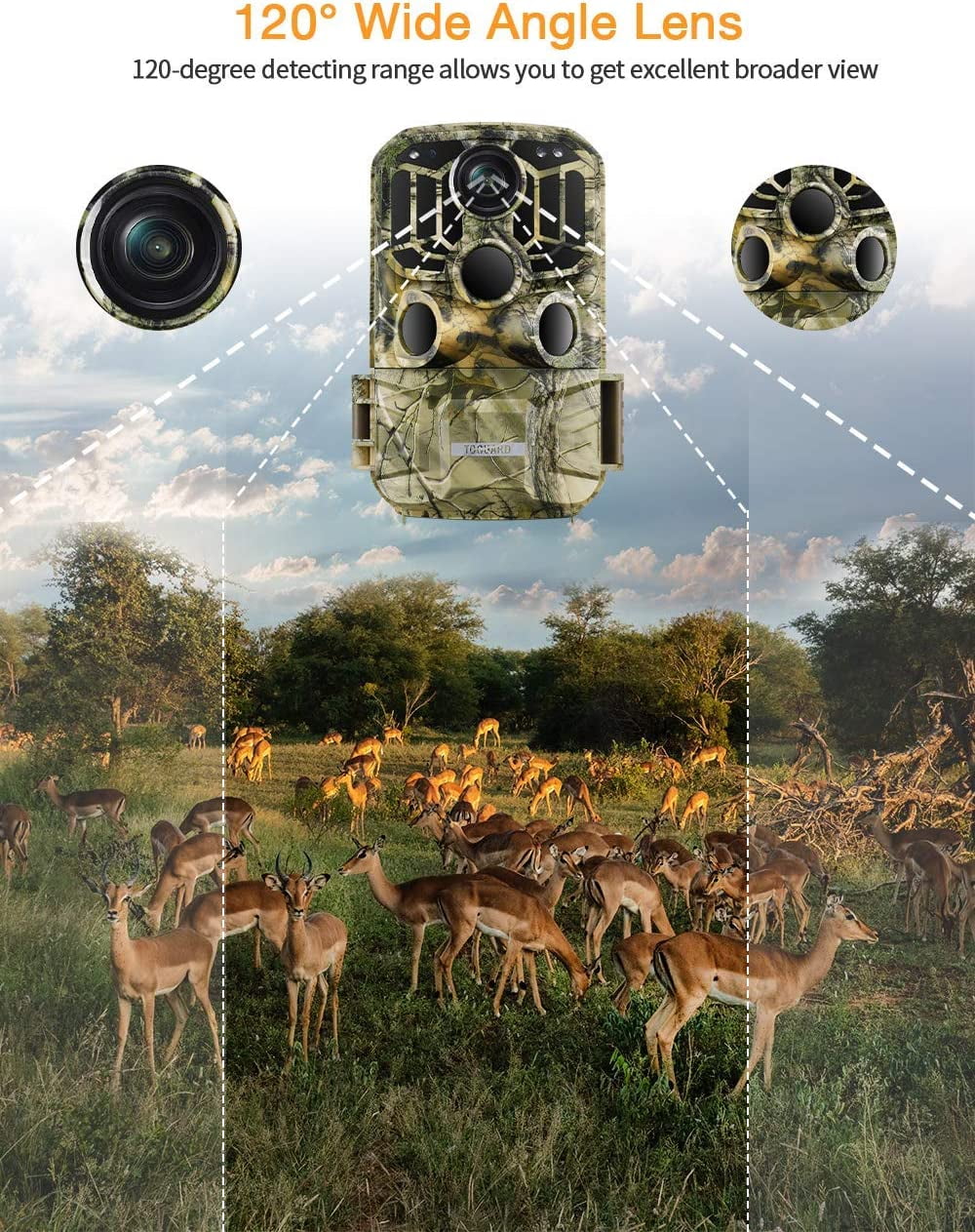 WiFi Bluetooth Trail Camera 20MP 1296P Game Hunting Camera with Nigth Vision Waterproof