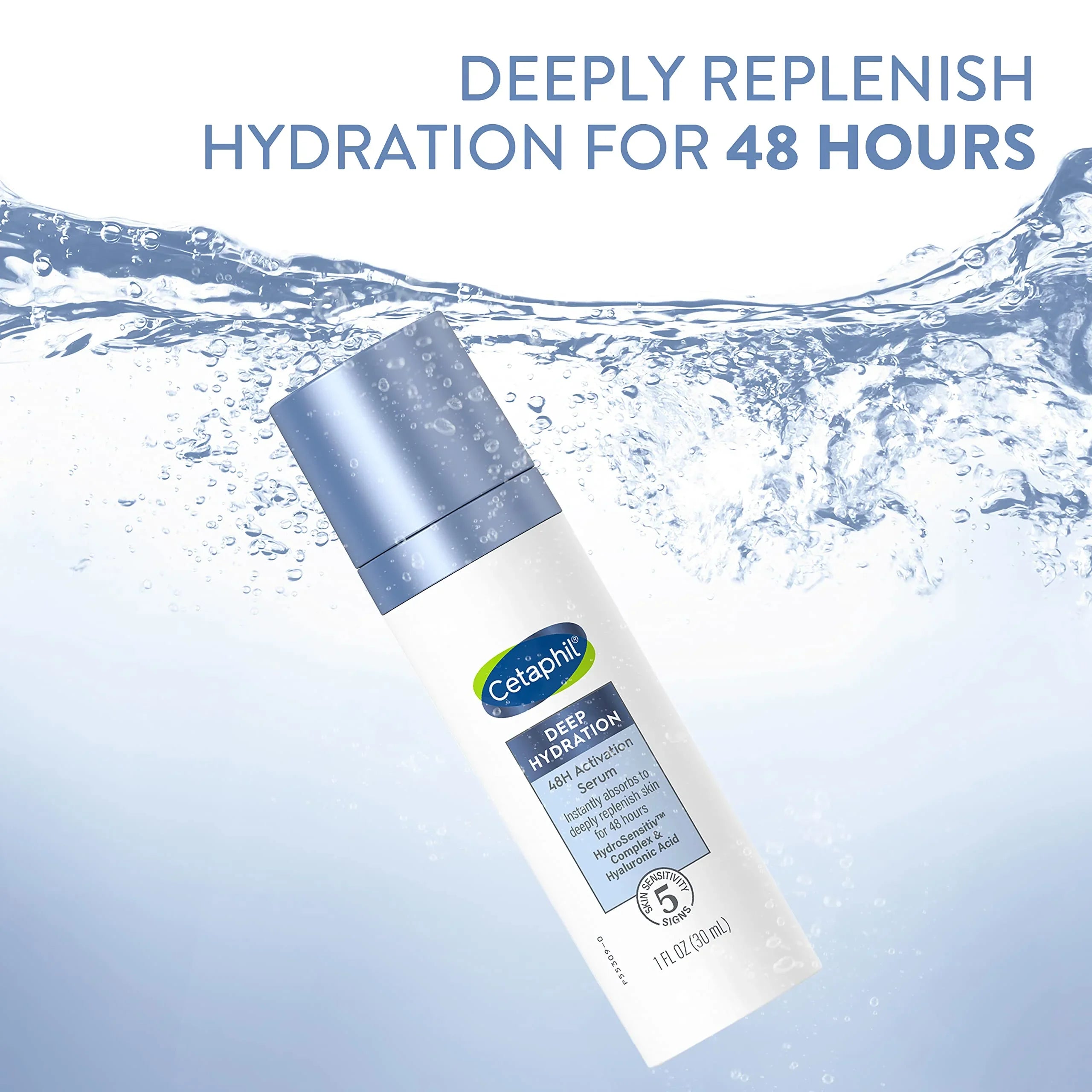 Cetaphil Deep Hydration Fragrance Free 48 Hour Activation Serum, 1 Fl Oz, 48Hr Dry Skin Face Moisturizer For Sensitive Skin, With Hyaluronic Acid, Vitamin  & , Dermatologist Recommended