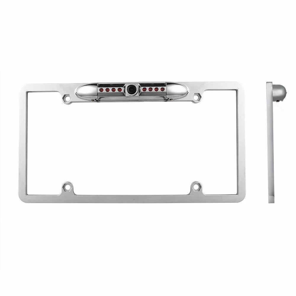 Universal Slim Chrome License Plate  Camera with Wide Viewing Angle