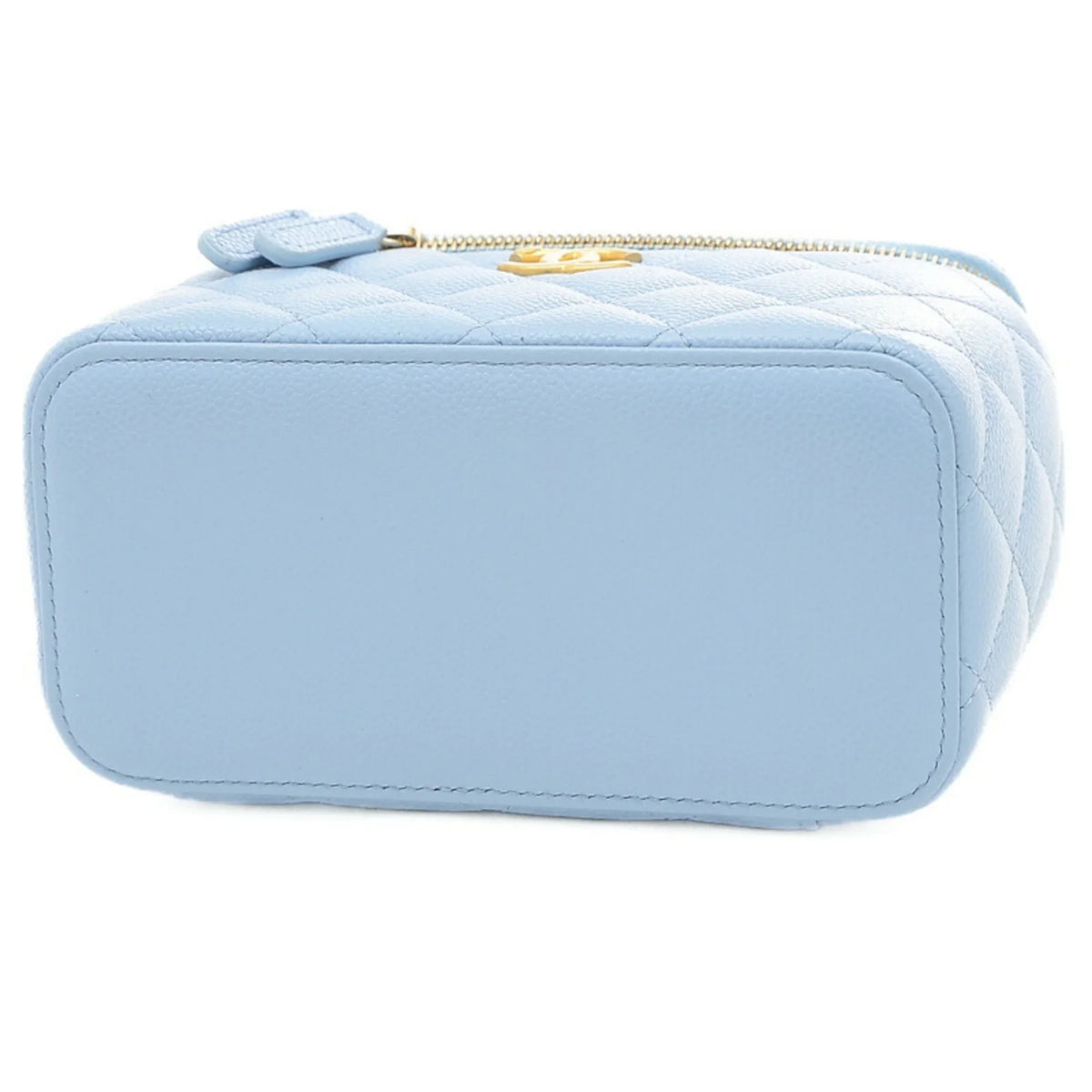 Pre-Owned Chanel Logo Handle Vanity Shoulder Bag Caviar Skin Blue Gold Hardware  (Good)
