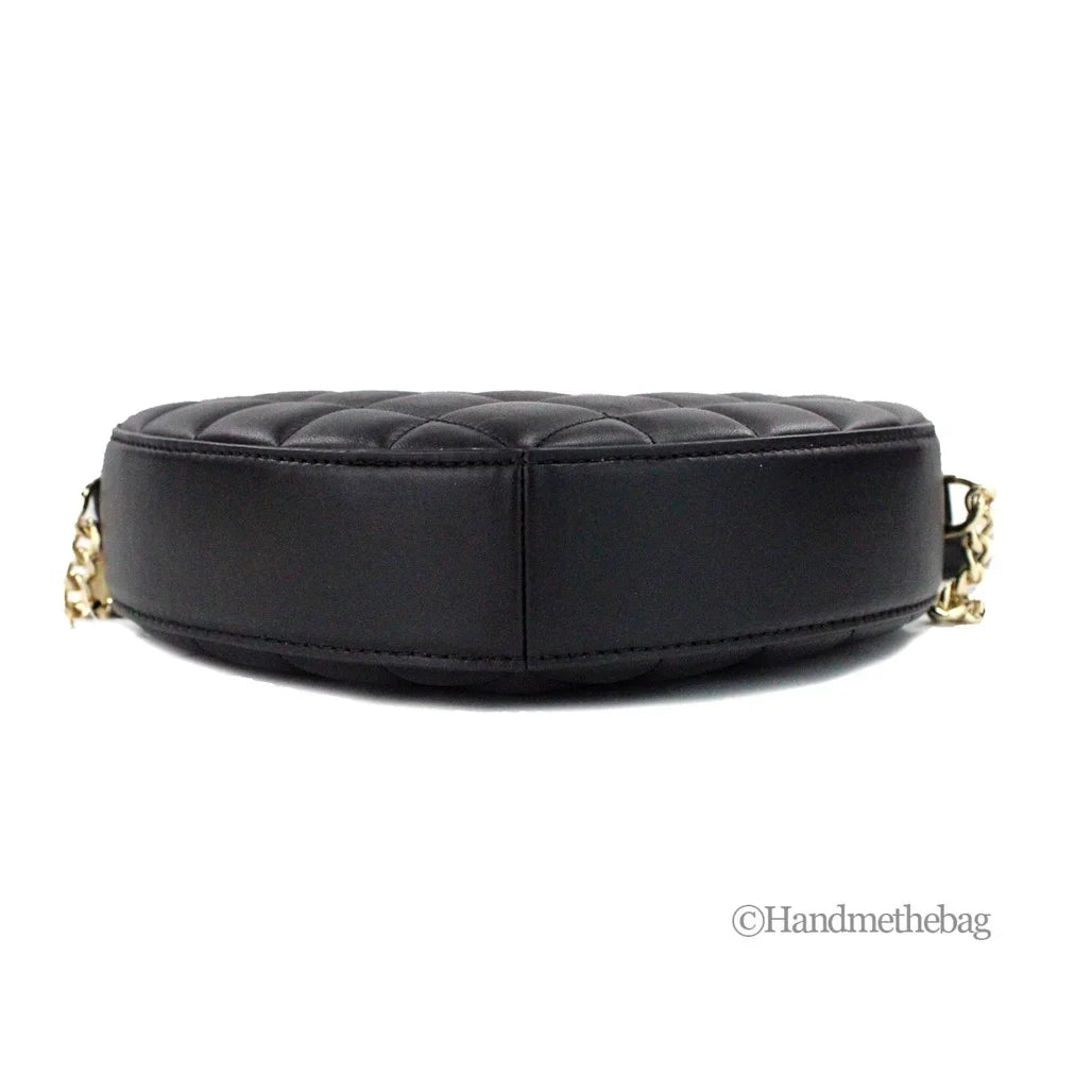 Kate Spade Love Shack Black Quilted Smooth Leather Heart Crossbody Bag