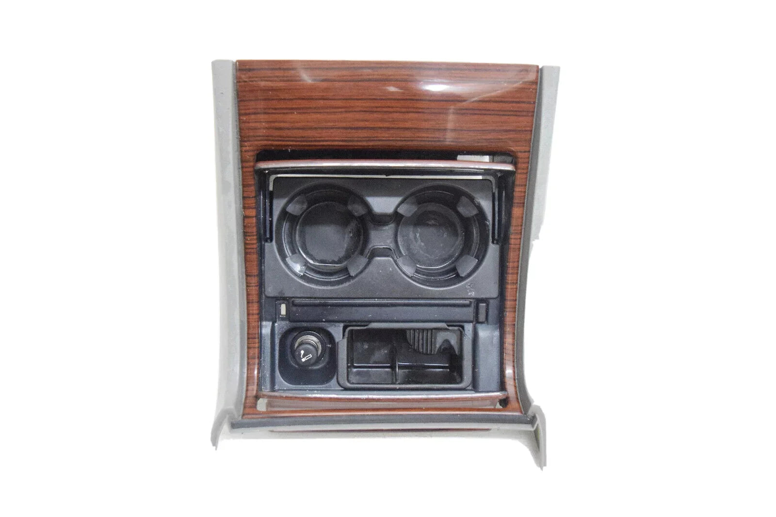 Center Console Cup Holder Woodgrain + Gray Compatible With 03 04 05 06 Cadillac Escalade