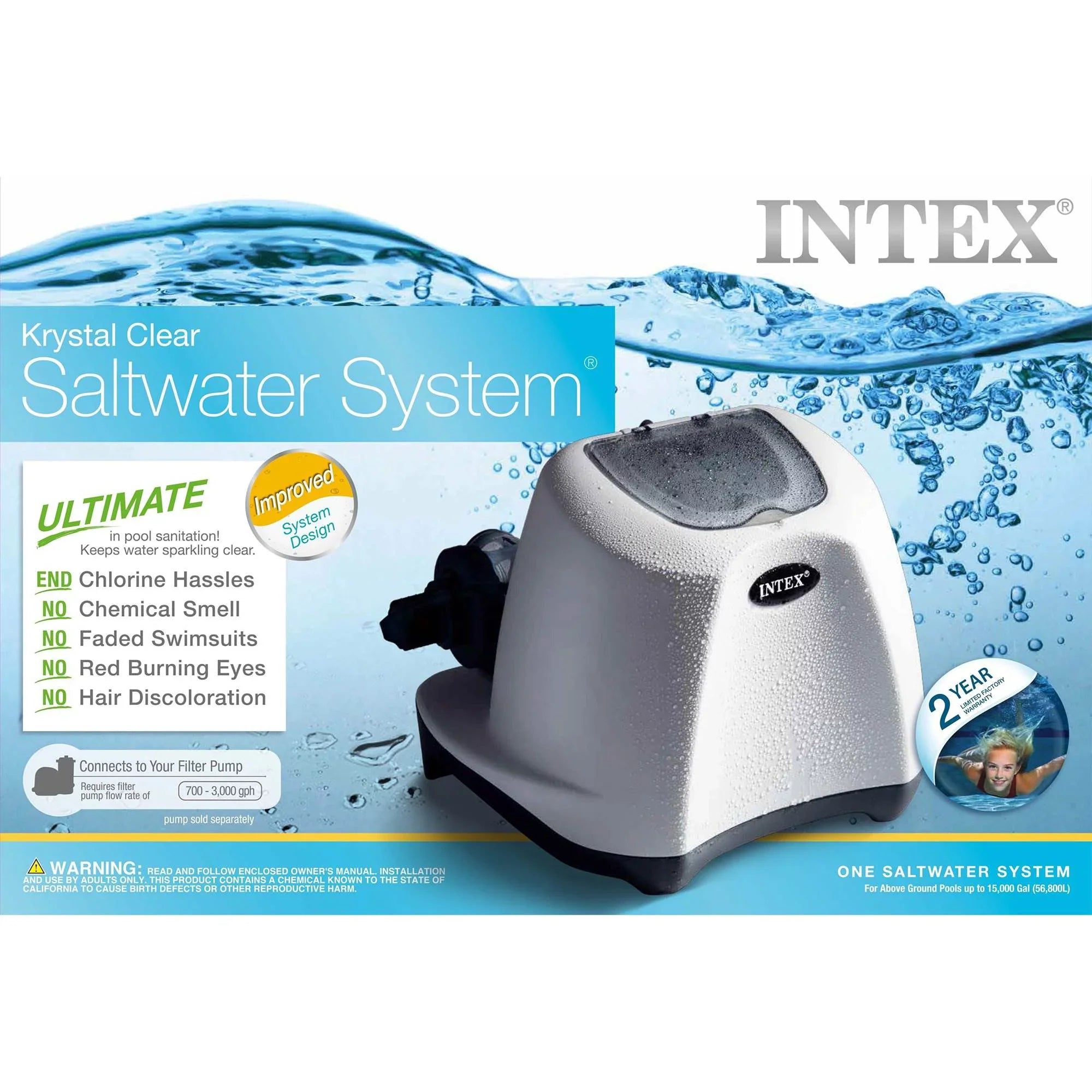 Intex 2800  Pool Sand Filter Pump w/Krystal Clear Saltwater System