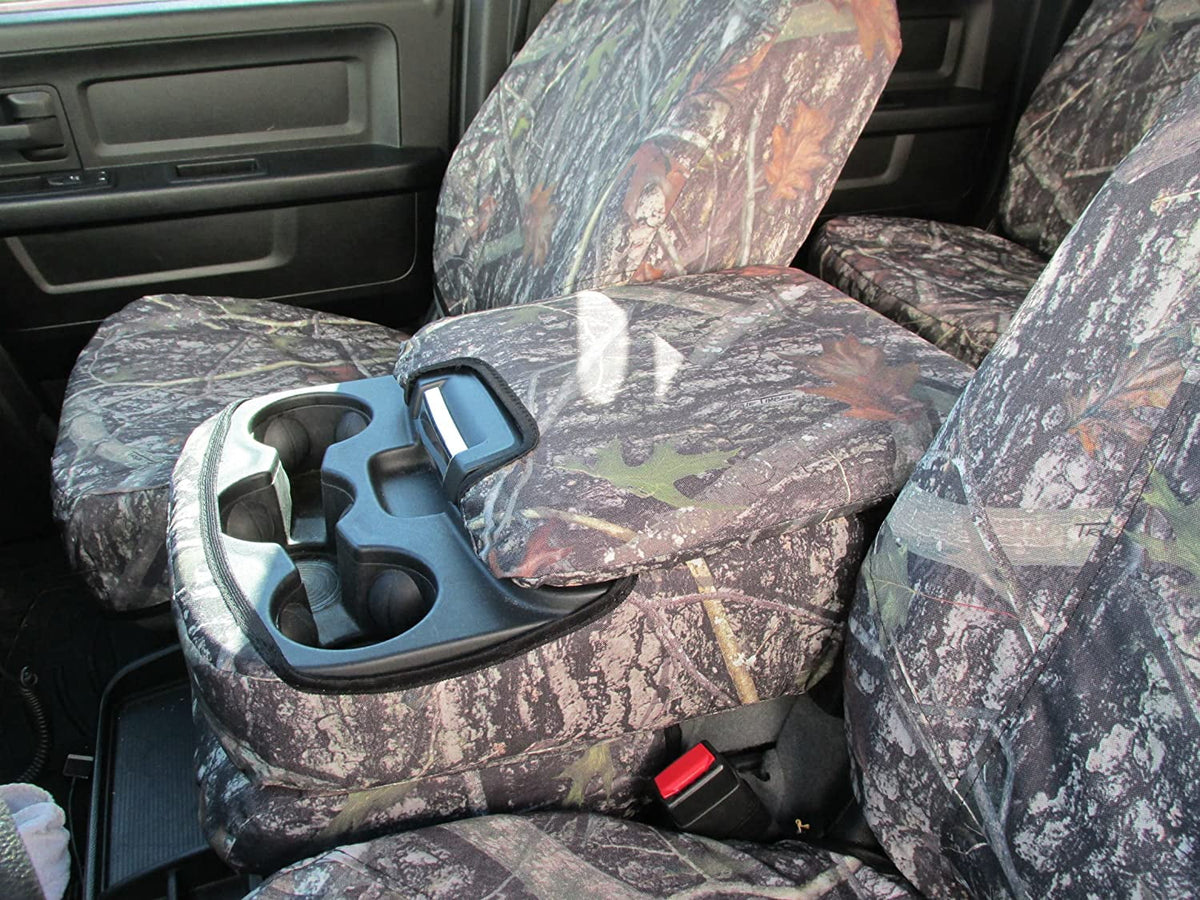 Compatible with 2013-2019 and 2020 Classic Dodge Ram 1500-3500 Cab Front 40/20/40 with opening console with 3 cupholders, 20 section does not open. In  Camouflage Endura
