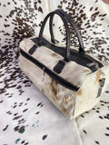 Duffle bag hair on leather bag Cow hide bag travel bag weekender Travel, Sports & Gym Luggage Bag