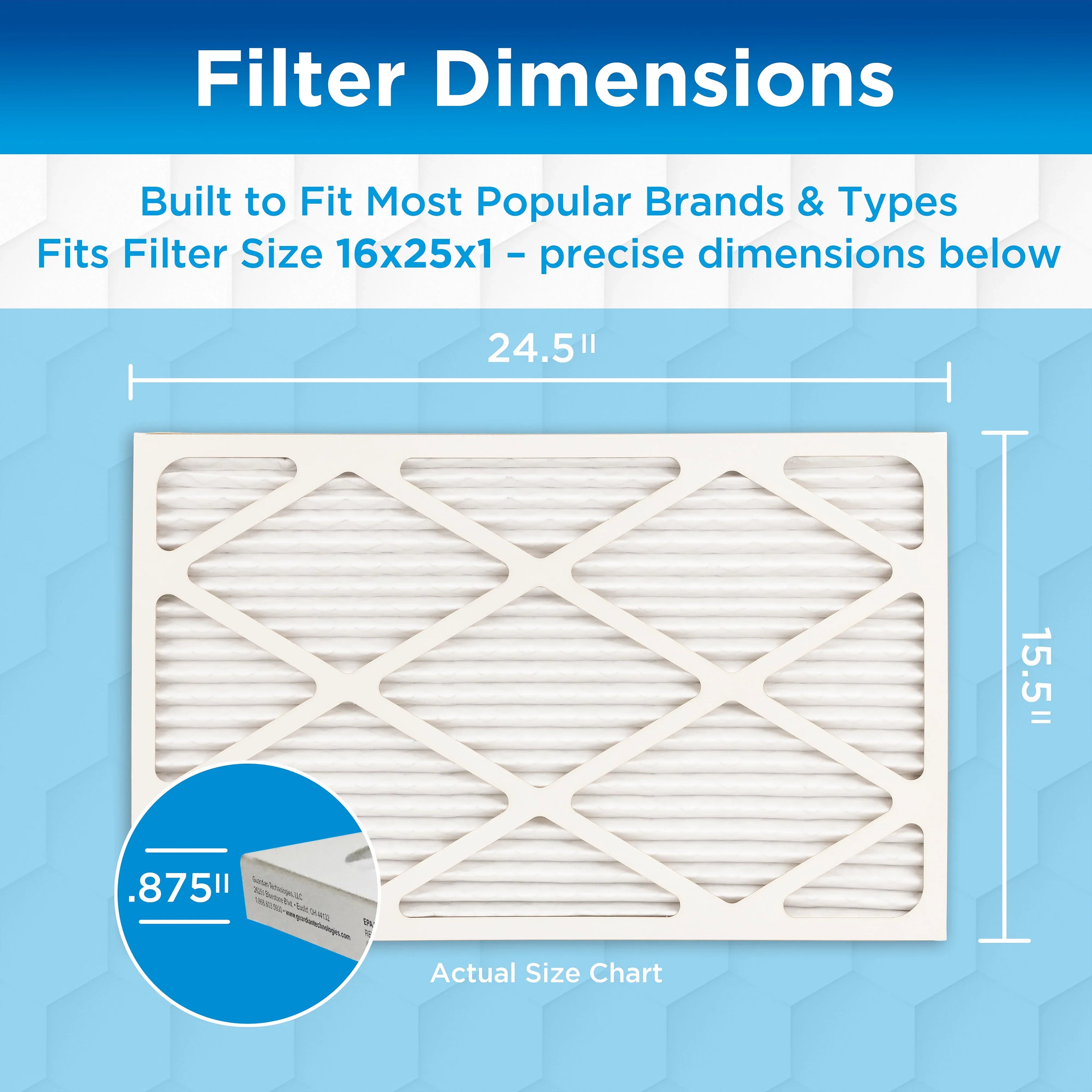 Germ Guardian 16x25x1  12 Pleated   Furnace Air Filters (4-Pack)
