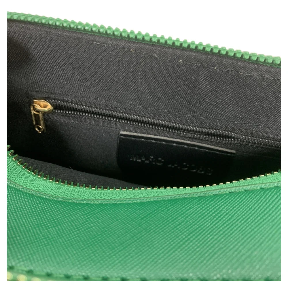 Women's Black Leather Cross body Snapshot Bag with Logo Chain Strap