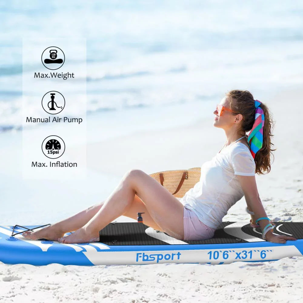 11 Ft  Thickening Inflatable Stand Up Paddle Board w/Complete Accessories & Carry Bag, Surf Control, Non-Slip Deck, Standing Boat Surfboard