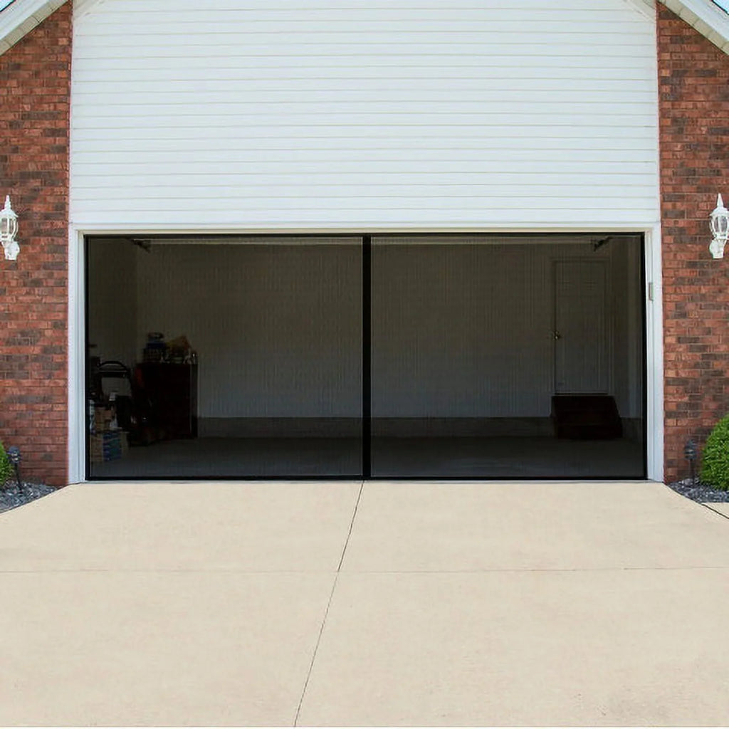 Pure Garden Garage Screen Door - Mesh Mosquito Net to Cover 2-Car Garages, Black  7.45 Lbs (1 Pack)