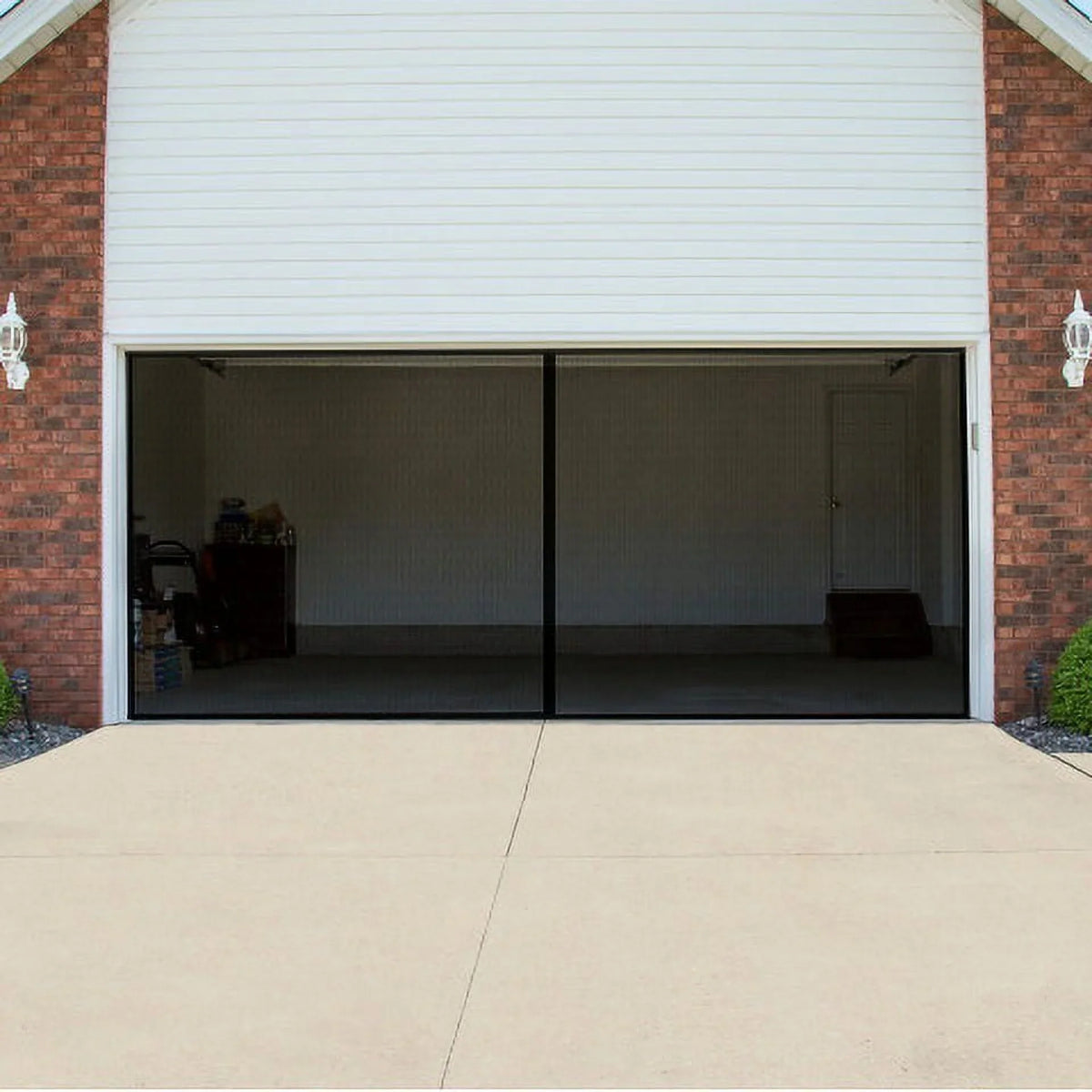 Pure Garden Garage Screen Door - Mesh Mosquito Net to Cover 2-Car Garages, Black  7.45 Lbs (1 Pack)