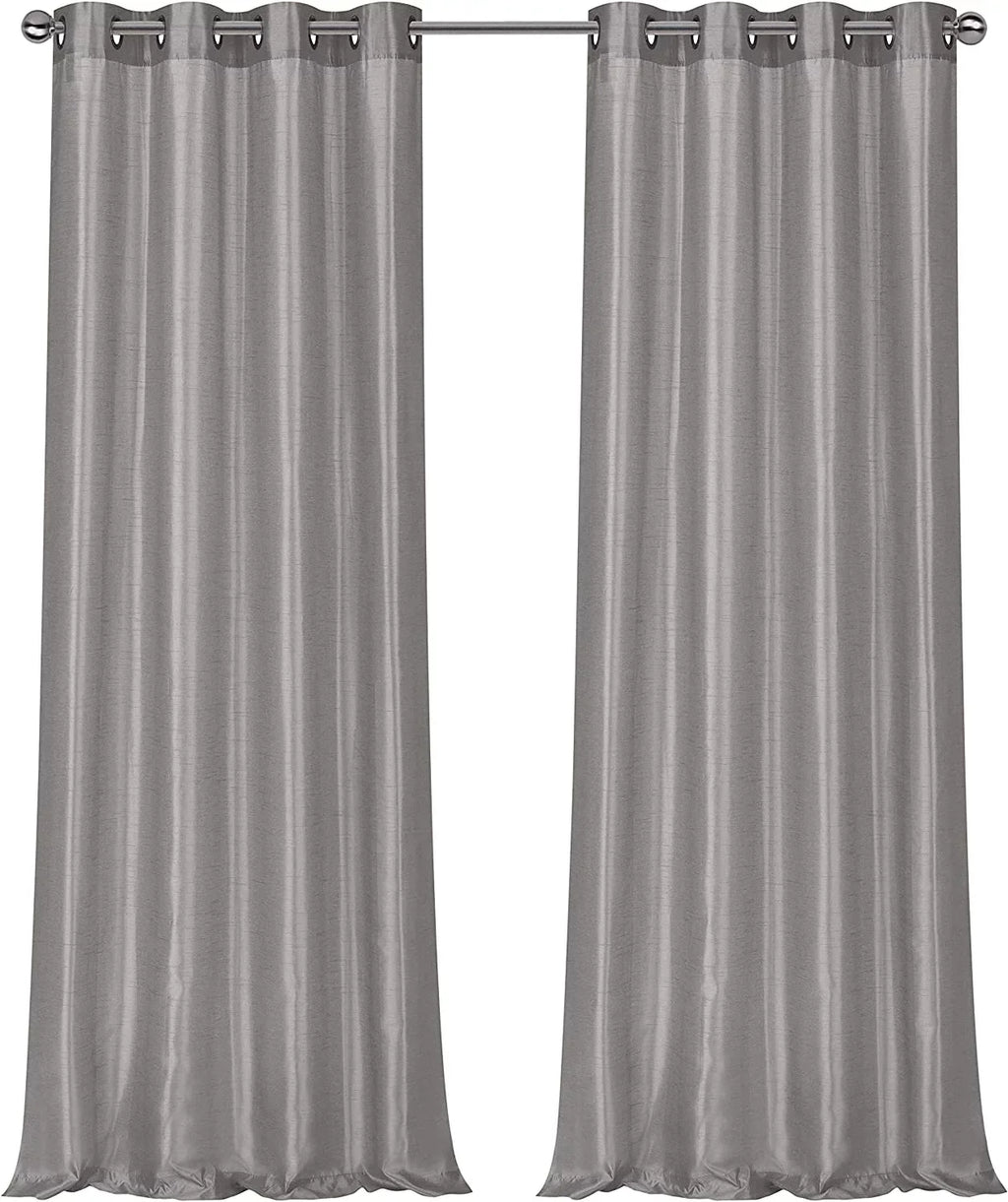 2 Pack: Regal Home Collections Ultra Luxurious Semi Sheer Shimmer Grommet Top Curtain Panels - Silver/Gray