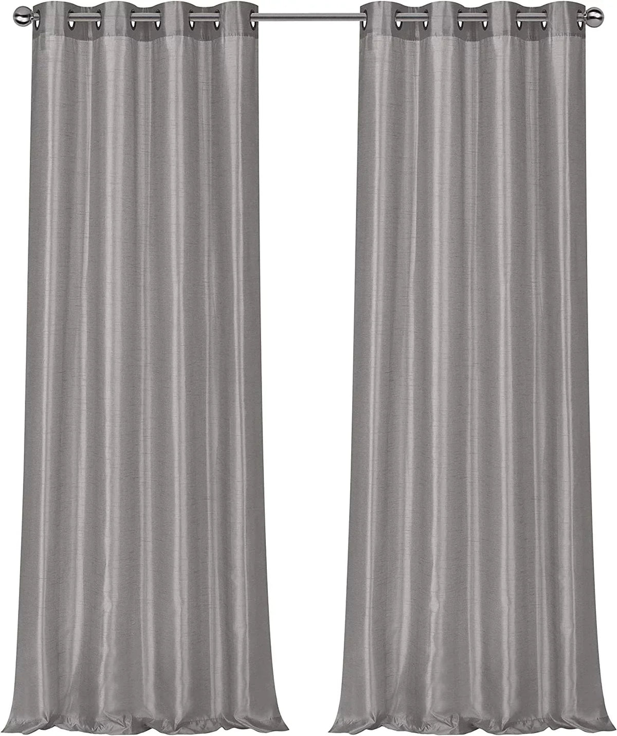 2 Pack: Regal Home Collections Ultra Luxurious Semi Sheer Shimmer Grommet Top Curtain Panels - Silver/Gray