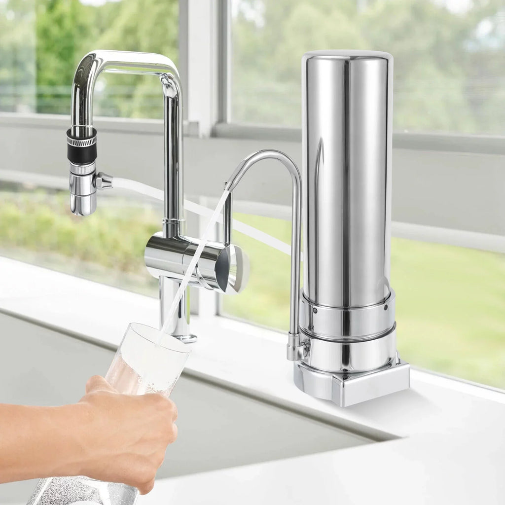 Countertop Filter Tap Water Filtration Filter Sink Drinking System Stainless Silver