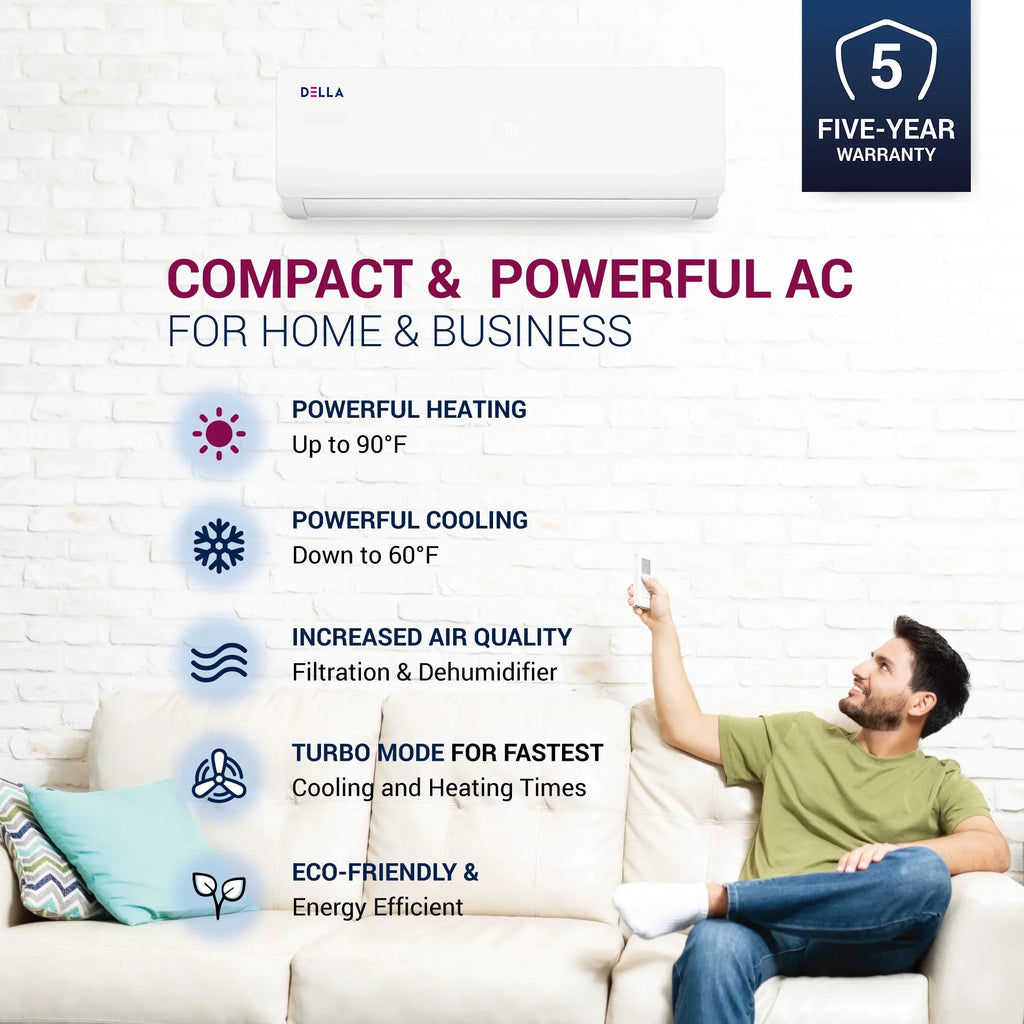 Della 27K   Tri 3 Zone 9K 9K 9K  20  208/230V Cools Up to 1200 Sq.Ft Wifi Energy Efficient Multi Zone Ductless Mini Split Air Conditioner Heat Pump Full Set with 16ft Installation Kits