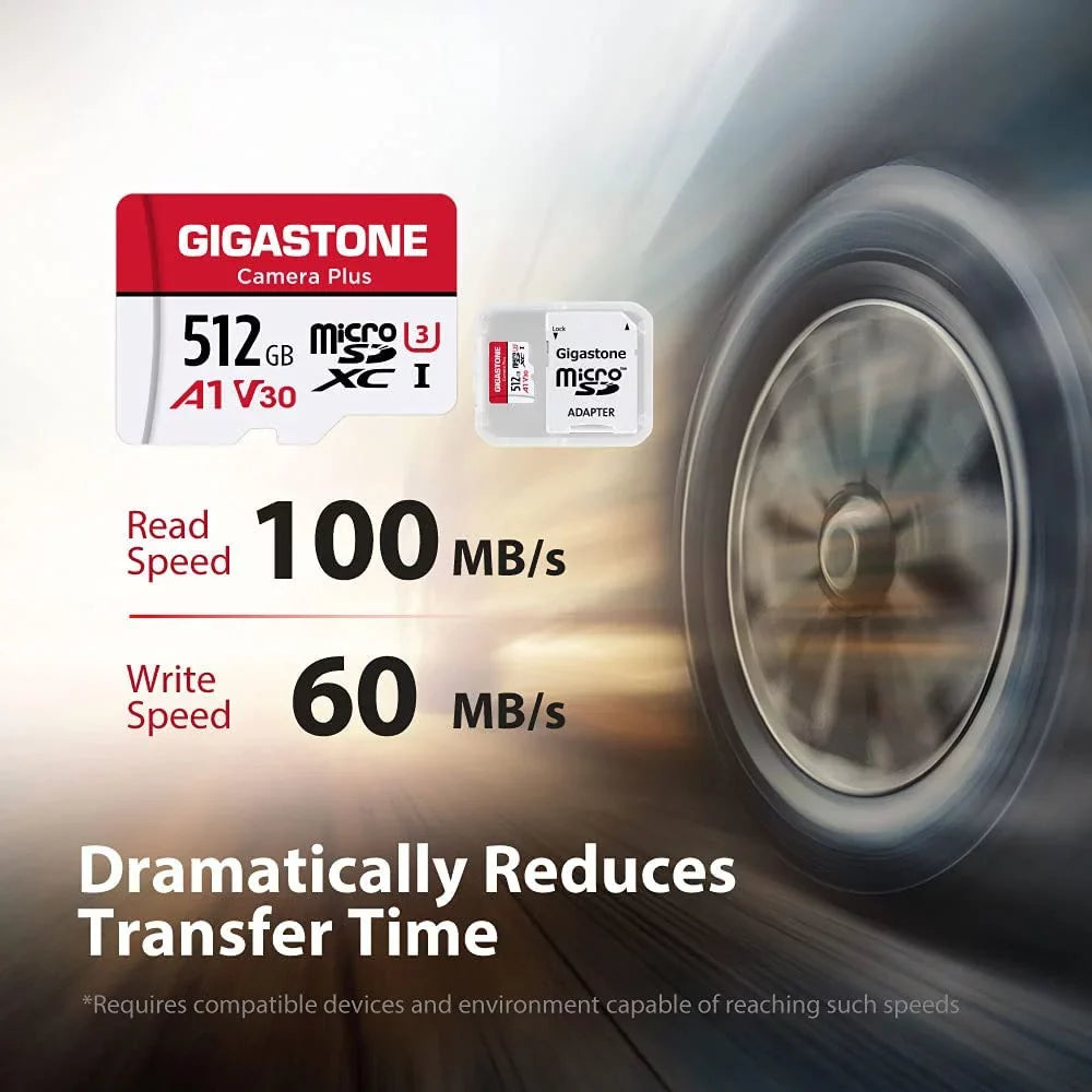 Gigastone 512GB Camera Plus Micro  memory Card 100MB/s, Full  Video,  Class 10 designed for with Nintendo Switch Dash Cams GoPro Camera Samsung Canon Nikon Drone