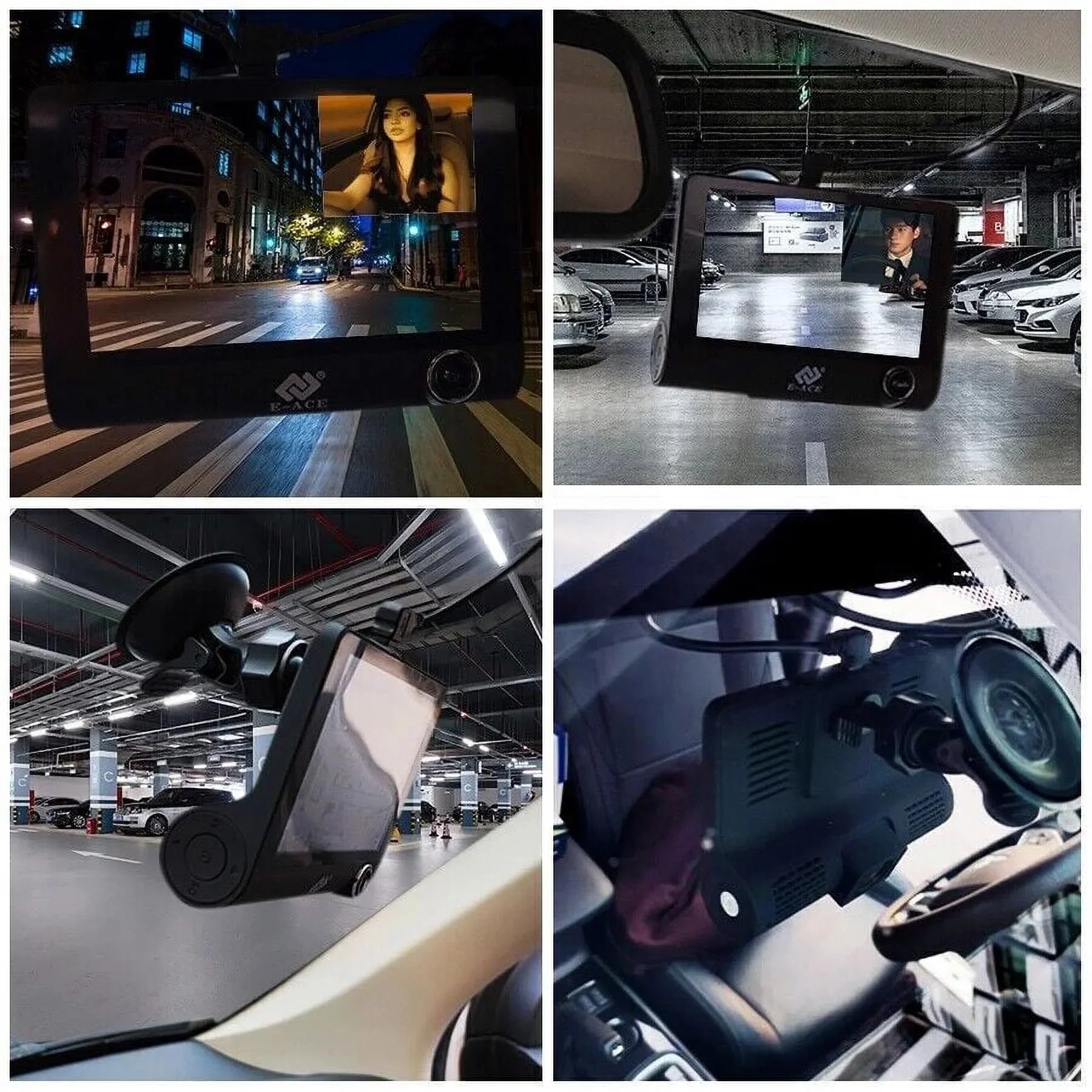 Car Dual Lens Dash Cam 1080P 4"   Front/Rear/Built-In Video Camera Driving Recorder -Sensor, Motion Detection and Parking Monitoring