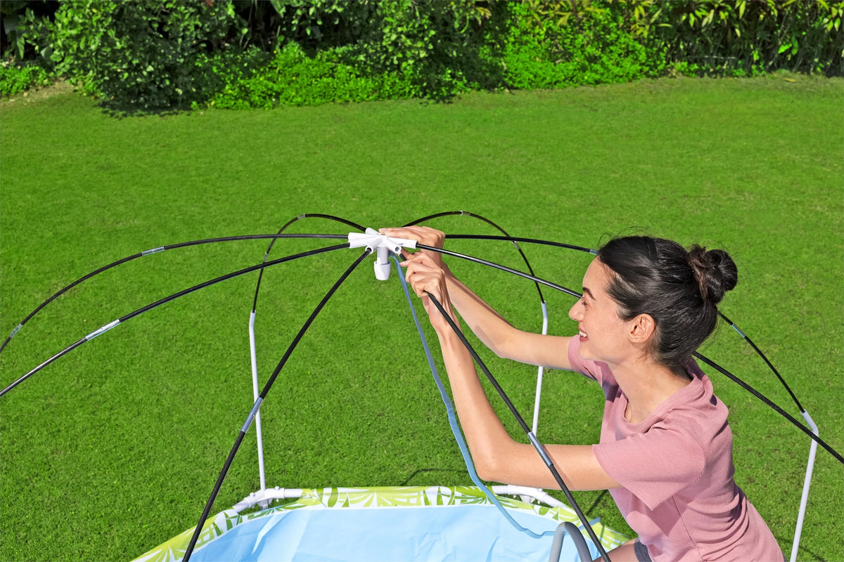 8 ft. x 20 in. Round Above Ground Pool Set With Pool Shade