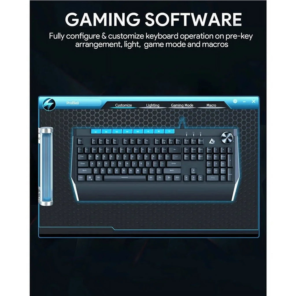 Mechanical Keyboard Blue Switches 104key with Volume Control Button