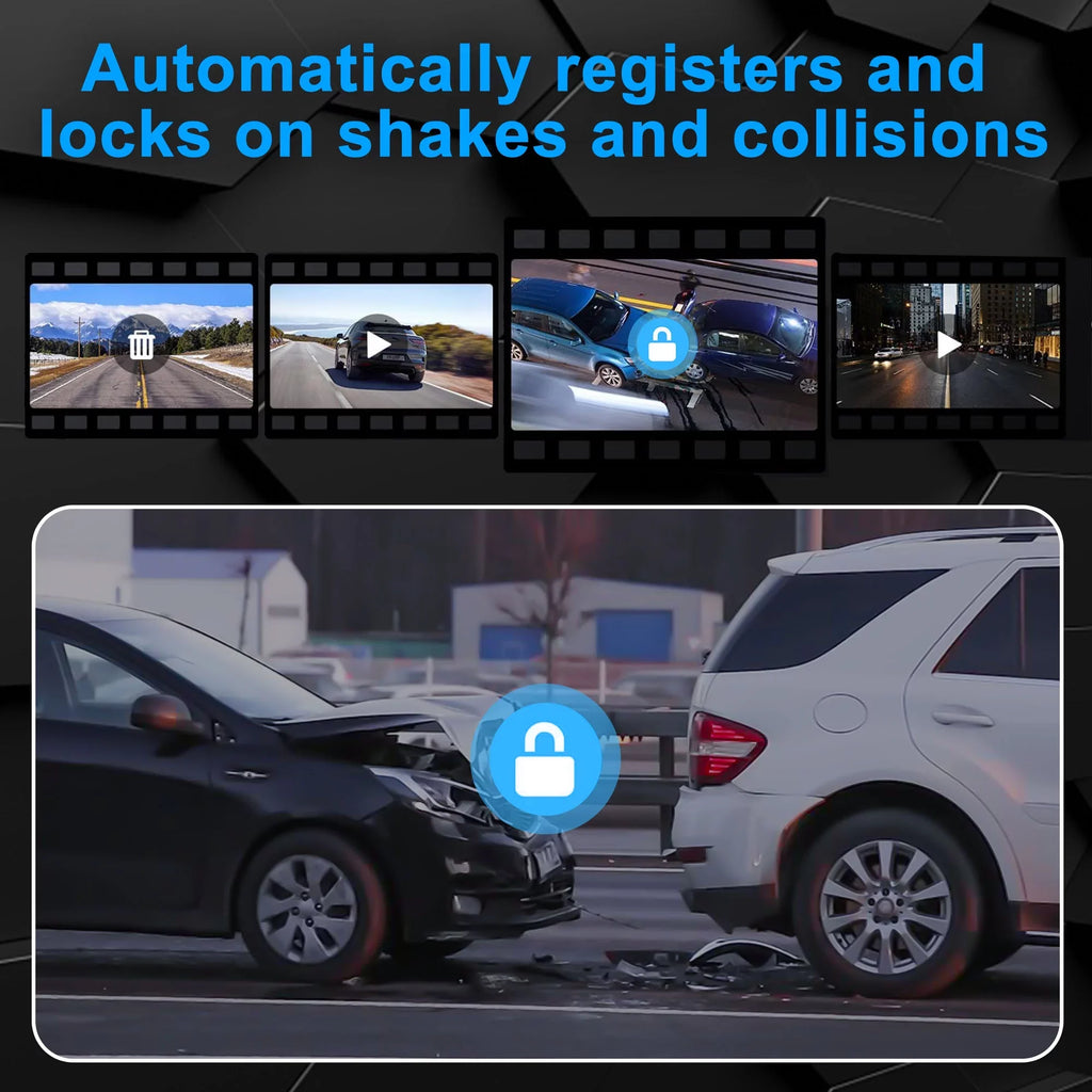 Car Rear View Mirror Camera,  1080P Dash Cam Backup Camera, Dual Driving Recorder with Night Vision, -Sensor,  Touch Screen