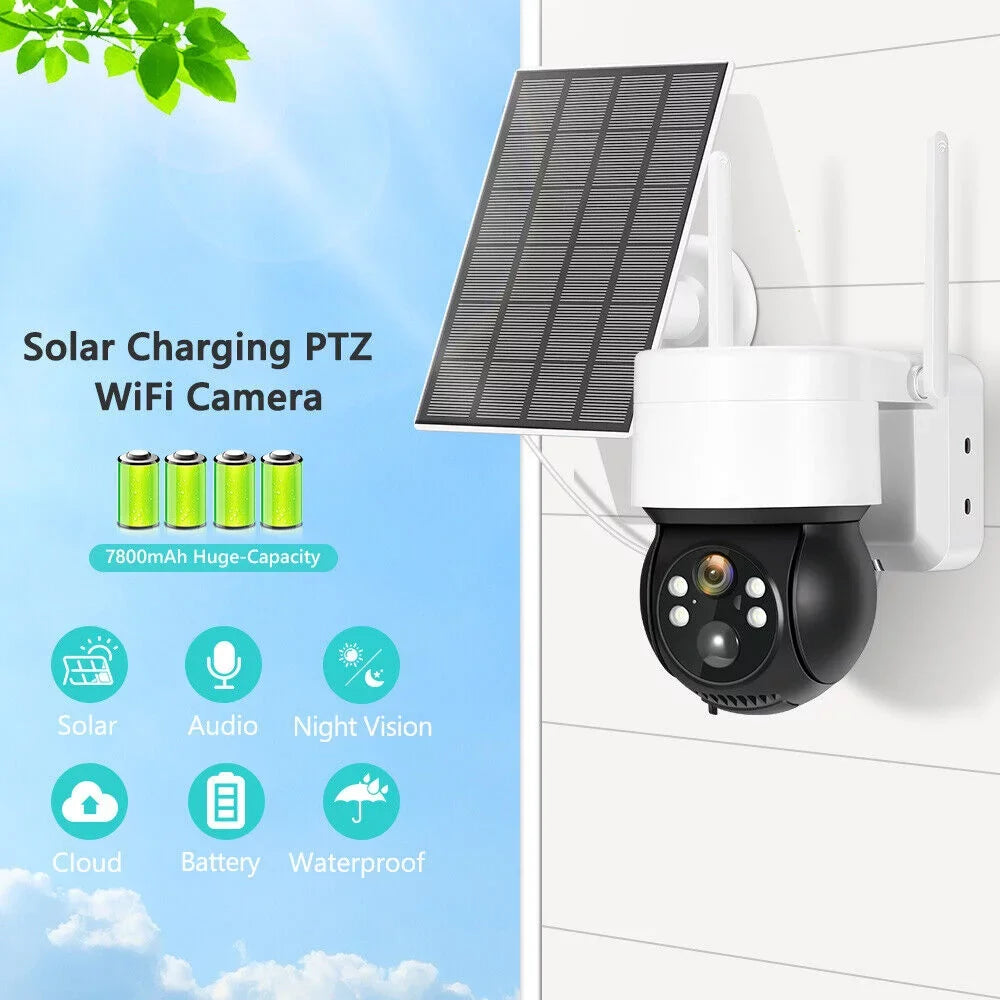 Solar Security Cameras Wireless Outdoor, 2K WiFi 360  Camera, Solar Powered Security Cameras with Spotlight & Siren,  Motion Detection, Color Night Vision, 2 Way Audio, 15000mAh Battery, Beisu