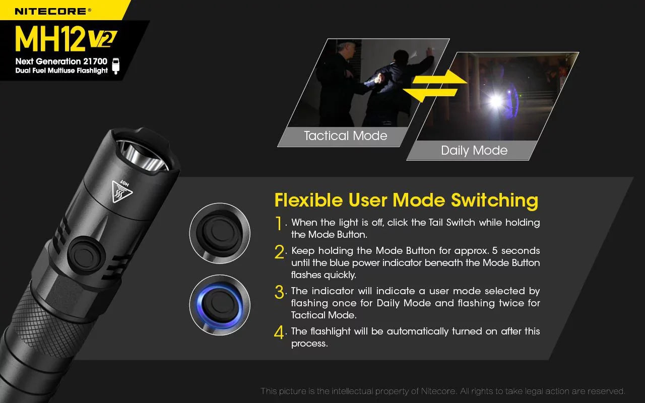 Combo: Nitecore    -   Flashlight -1200 Lumens -21700 Battery (Included) + NL2150HPi 21700 5000mAh Battery