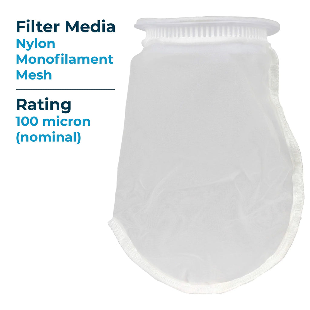 SpiroPure --410-100 100 Micron #3 (10”) Woven Nylon Monofilament Mesh Liquid Bag Filter -410-100 255009-03 (Case of 40)