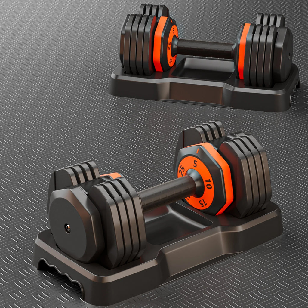 Adjustable 25lbs Dumbbell Set 5-in-1 - Anti-Slip Metal Handle for Full Body Home Gym Workouts