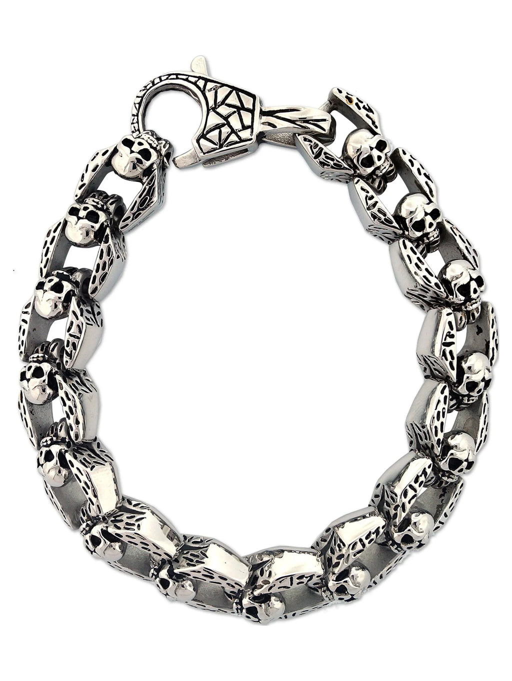 Men's Stainless Steel Skull Cable Link Chain Bracelet