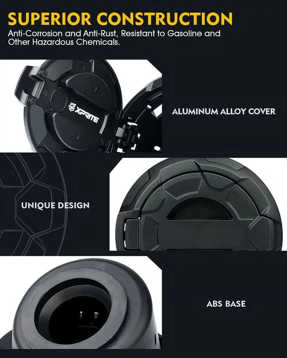 Xprite Bedrock Series Gas Fuel Cap Cover for 07-18 Jeep Wrangler  , Offroad Style, Lightweight Aluminum, Easy Installation, Theft Deterrence