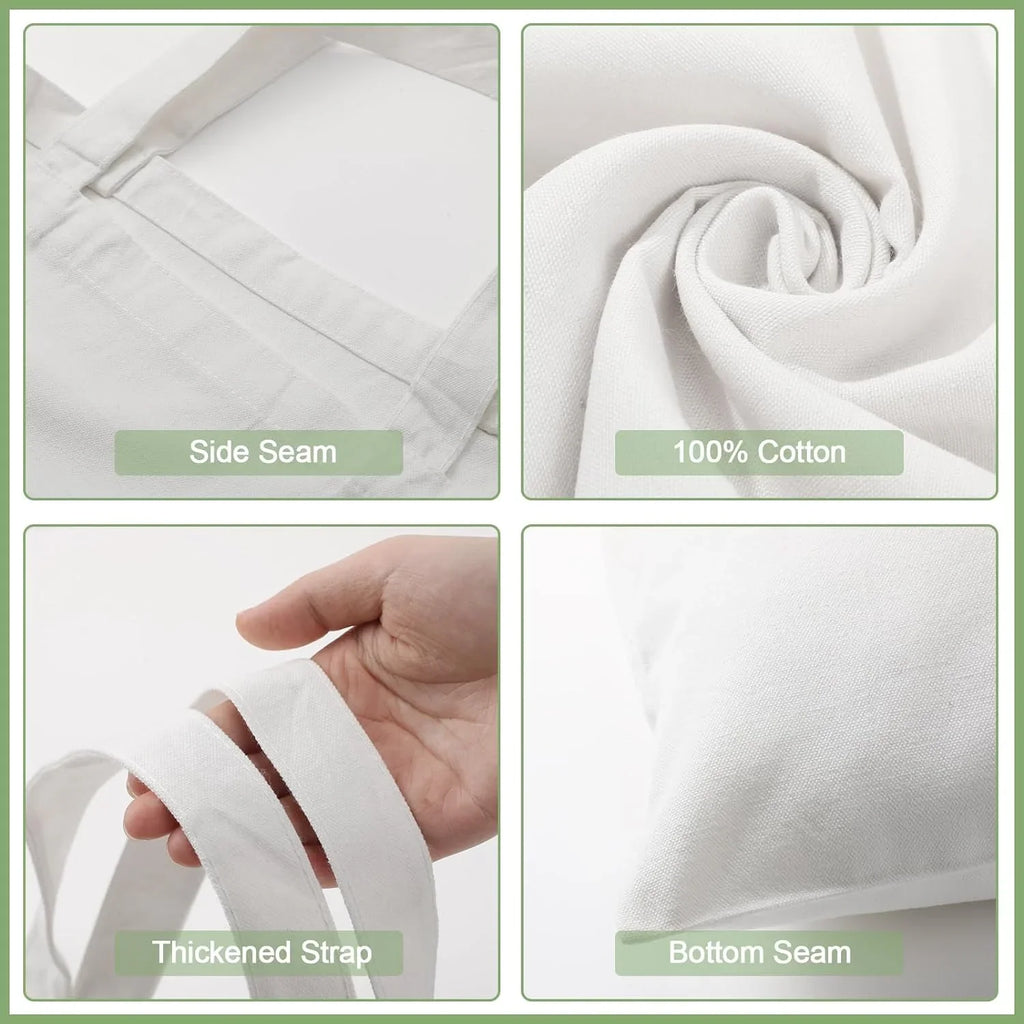 120 Pieces Cotton Tote Bag Bulk 13 x 15 Inch Blank Shopping Cloth Bags Reusable with Long Handle for Women Men  (White)