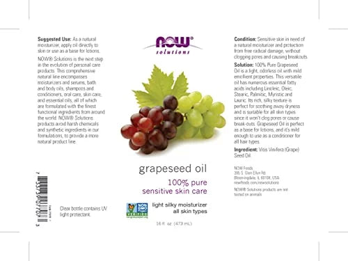Solutions, Grapeseed Oil, Skin Care for Sensitive Skin, Light Silky Moisturizer for All Skin Types, 16-Ounce 16 Fl Oz (Pack of 1)