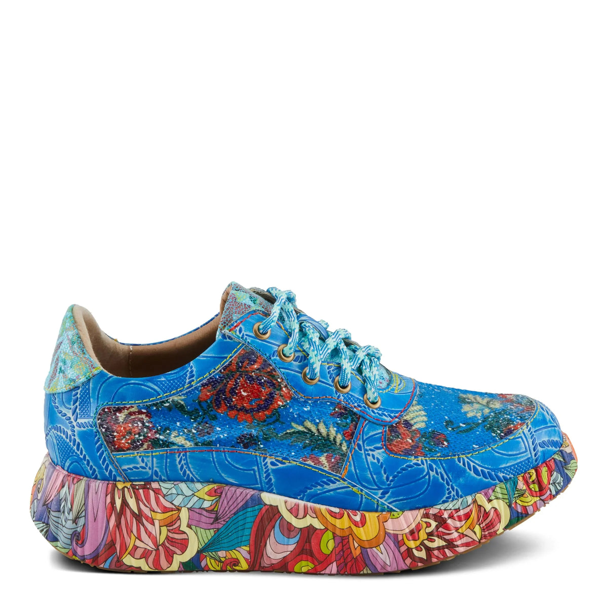 Spring Step 'Artiste Women's  Multicolored Fashion Sneakers | Unique Energetic Patterns Blue Multi  39 /  8.5