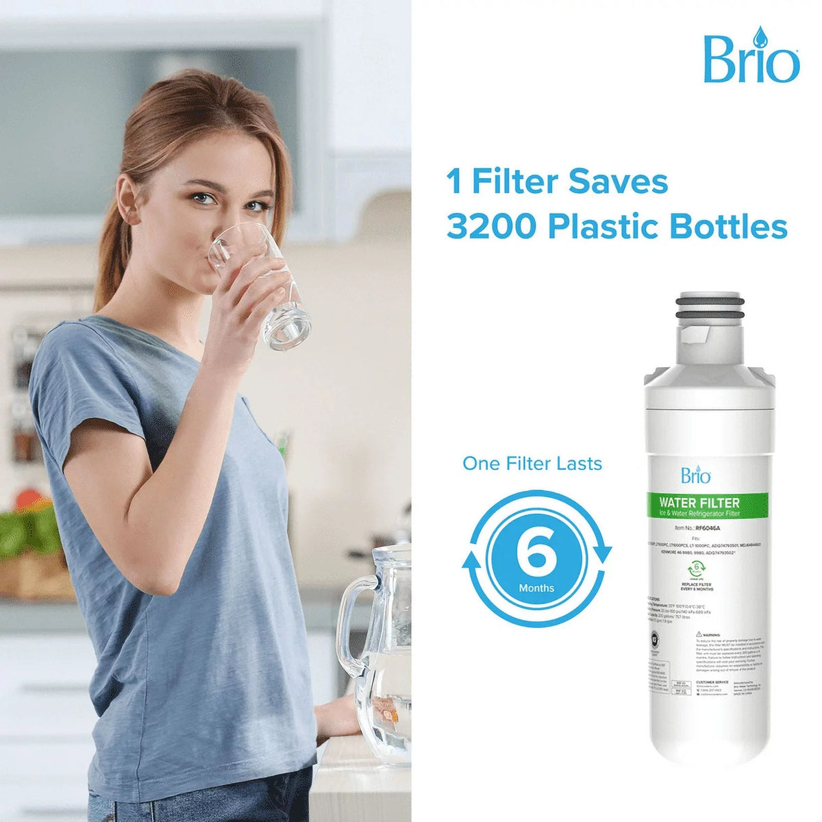 Brio 6046A Refrigerator Water Filter Replacement Compatible With , , , -1000PC,